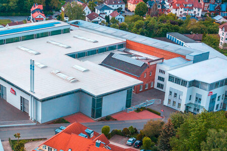 Gebäude der Firma Lasco als Lufbild von oben